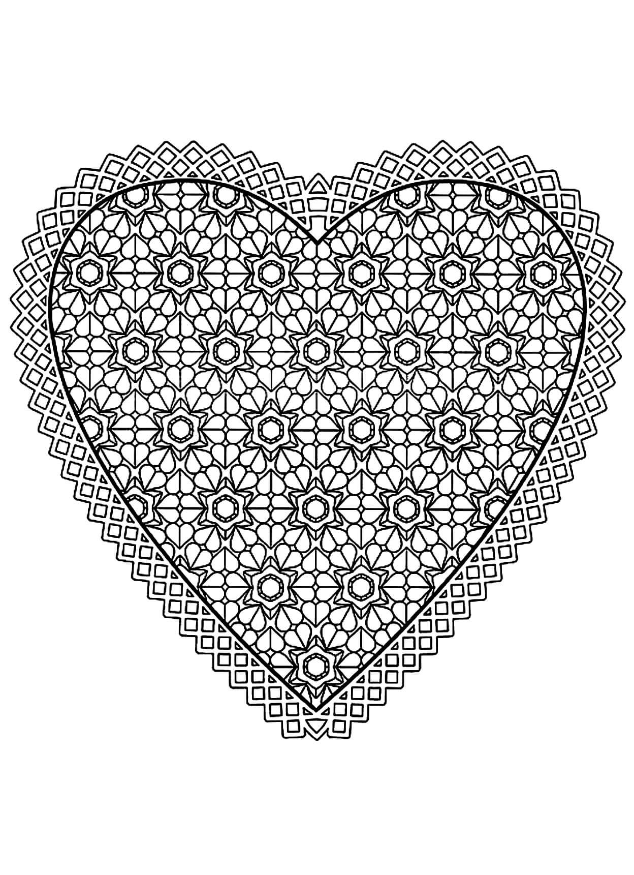 Dibujo de Mandala de Corazn Perfecto para Colorear
