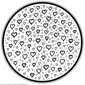 Dibujo de Mandala de Corazn en Crculo para Colorear