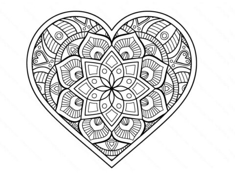 Dibujo de Mandala de Corazn Normal para Colorear