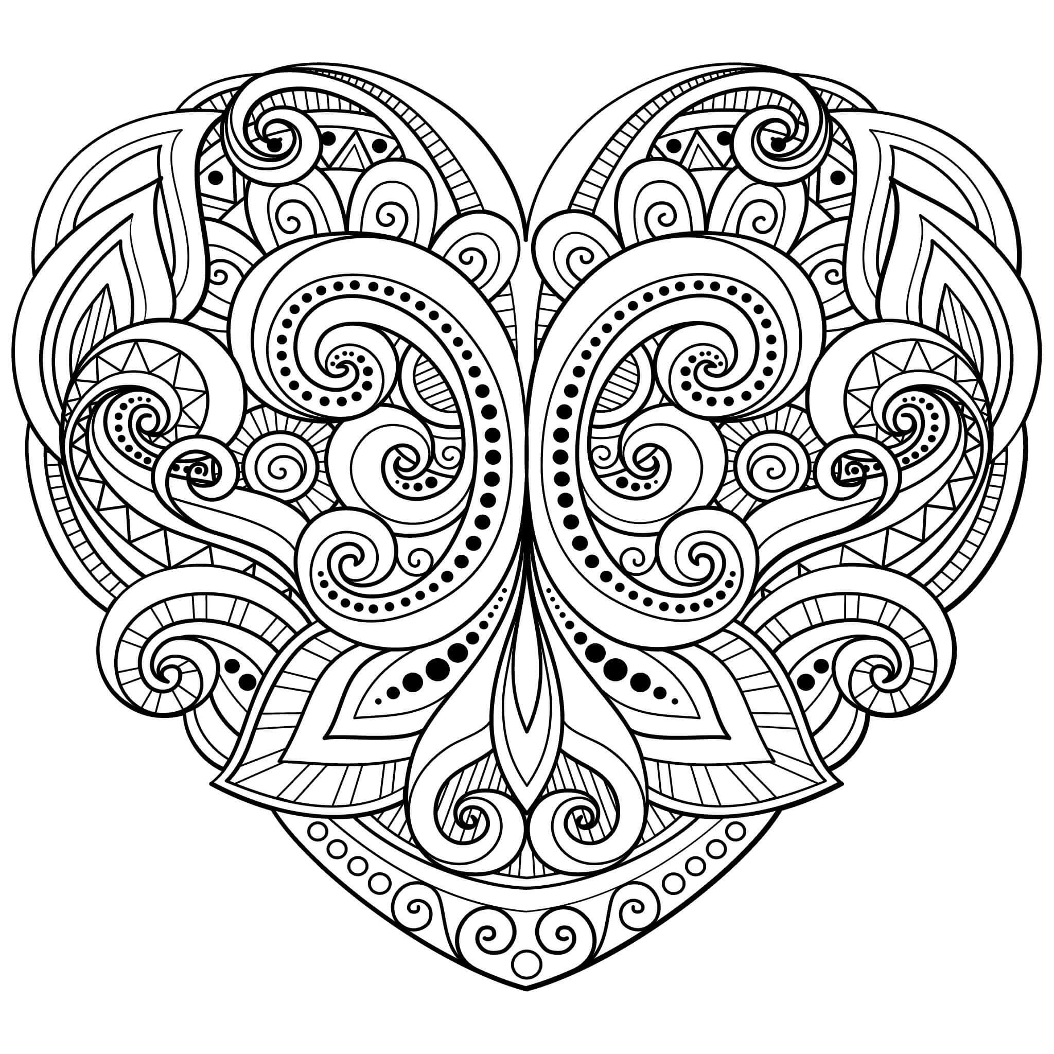 Dibujo de Mandala del Gran Corazn para Colorear