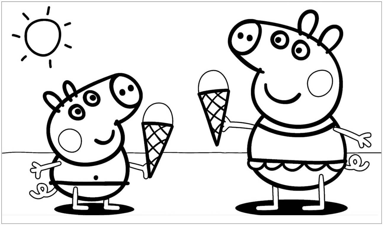 Dibujo de Cono de Helado y Piruleta Rosa para Colorear