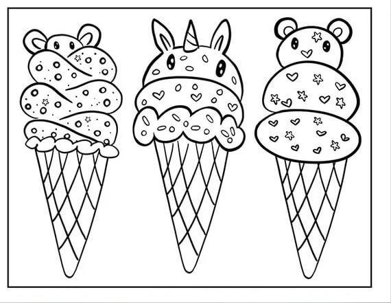 Dibujo de Doodle del Tro de Helados para Colorear