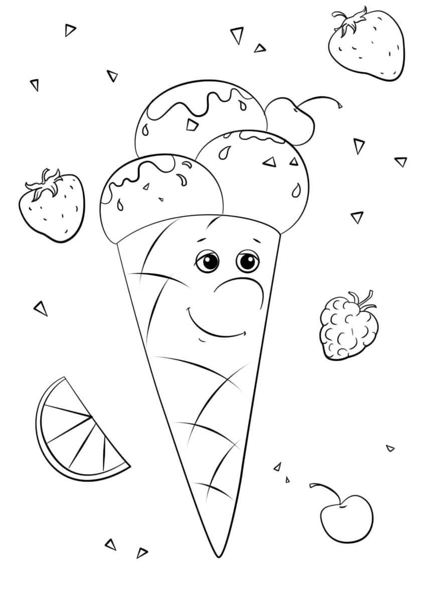 Dibujo de Helado Sonriendo para Colorear