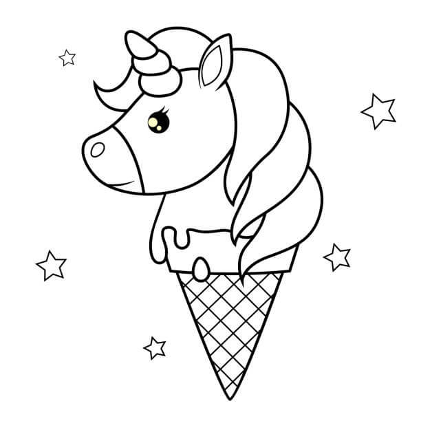 Dibujo de Helado de Unicornio para Colorear