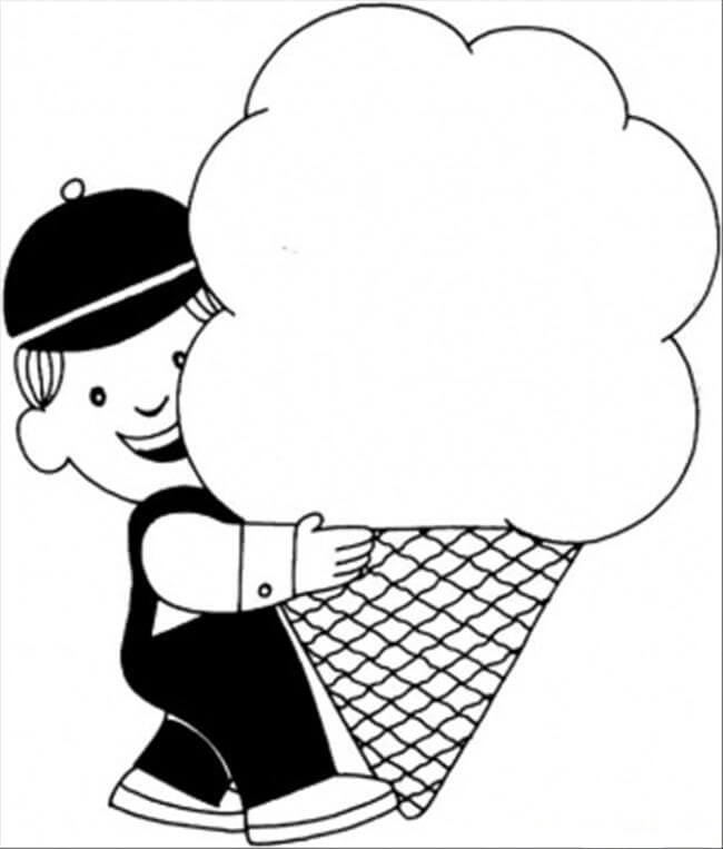 Dibujo de Nio Pequeo Tenencia Grande Helado para Colorear