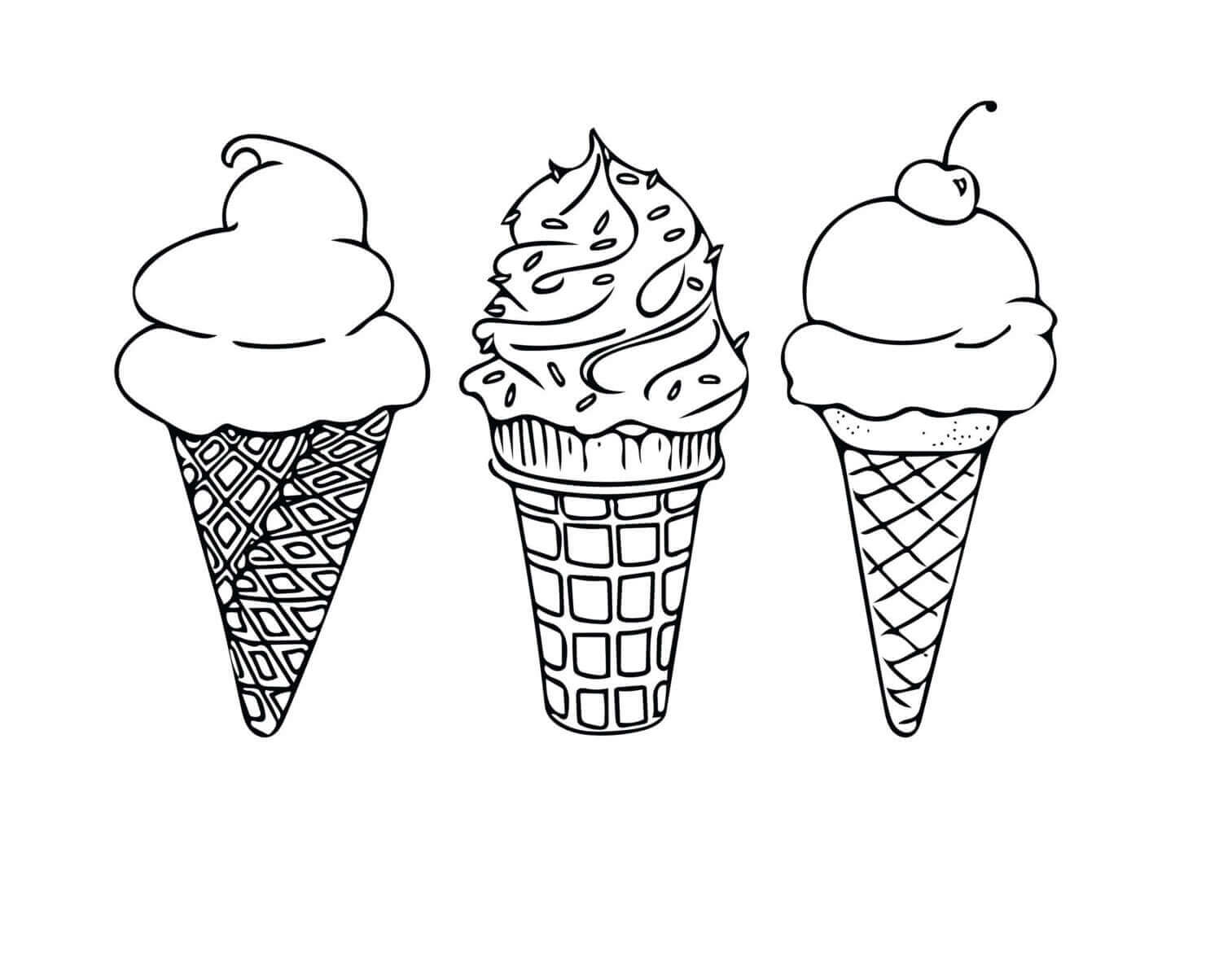 Dibujo de Tres Helados para Colorear