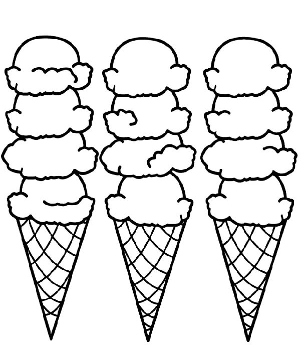 Dibujo de Tres Tipos de Crema Larga para Colorear