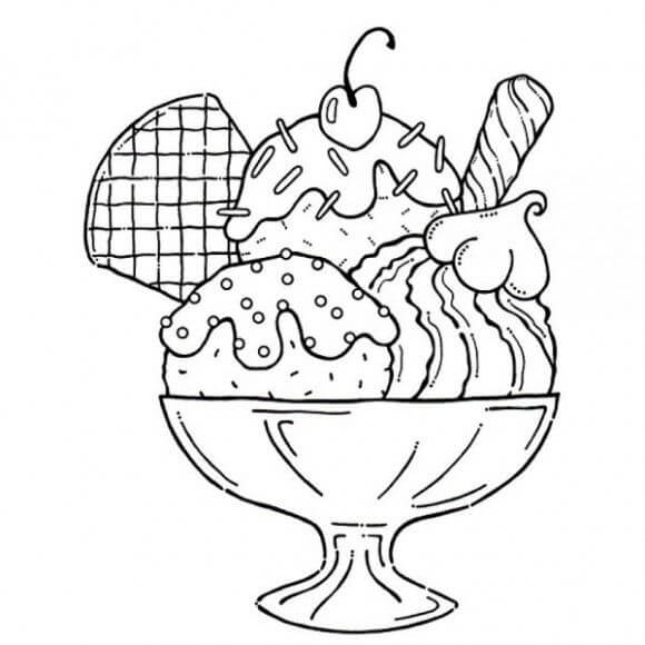 Dibujo de Vaso de Helado para Colorear