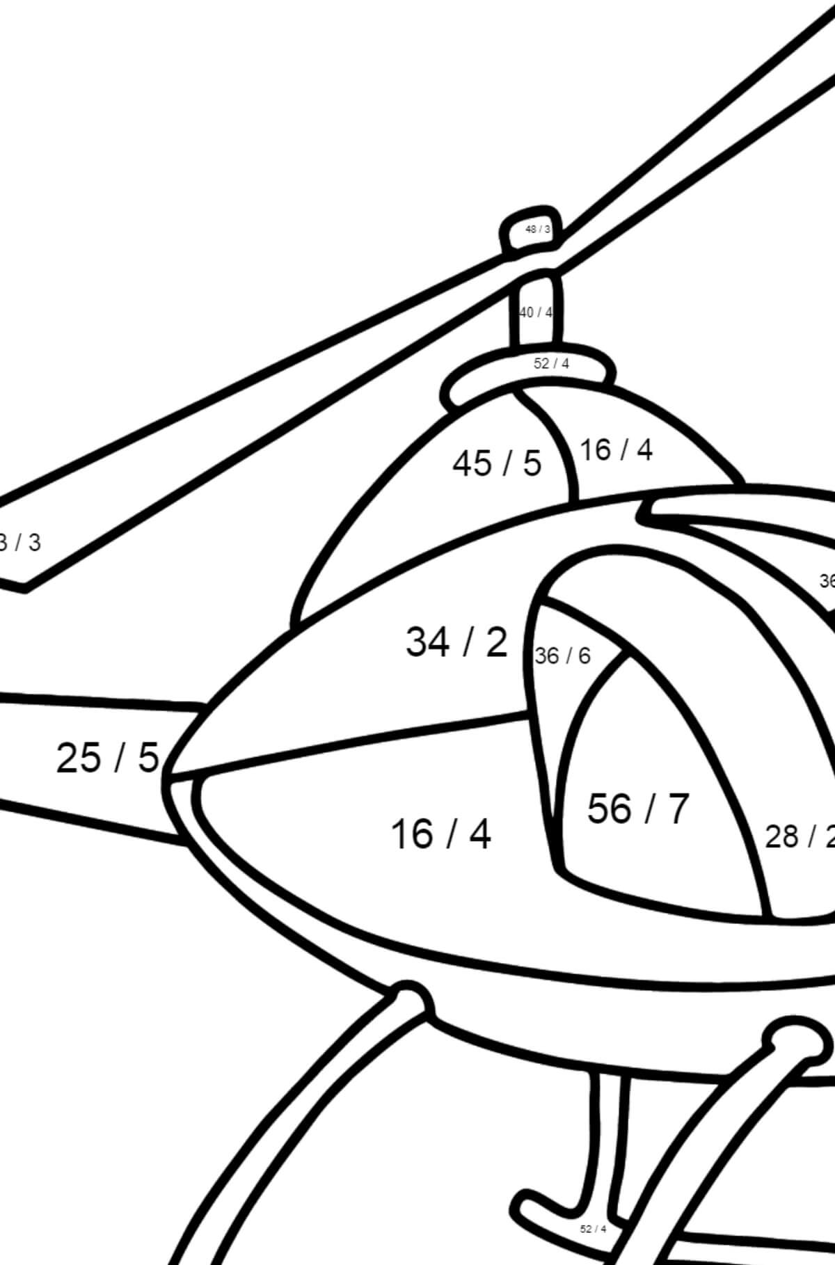 Dibujo de Colorear por números un helicóptero para Colorear