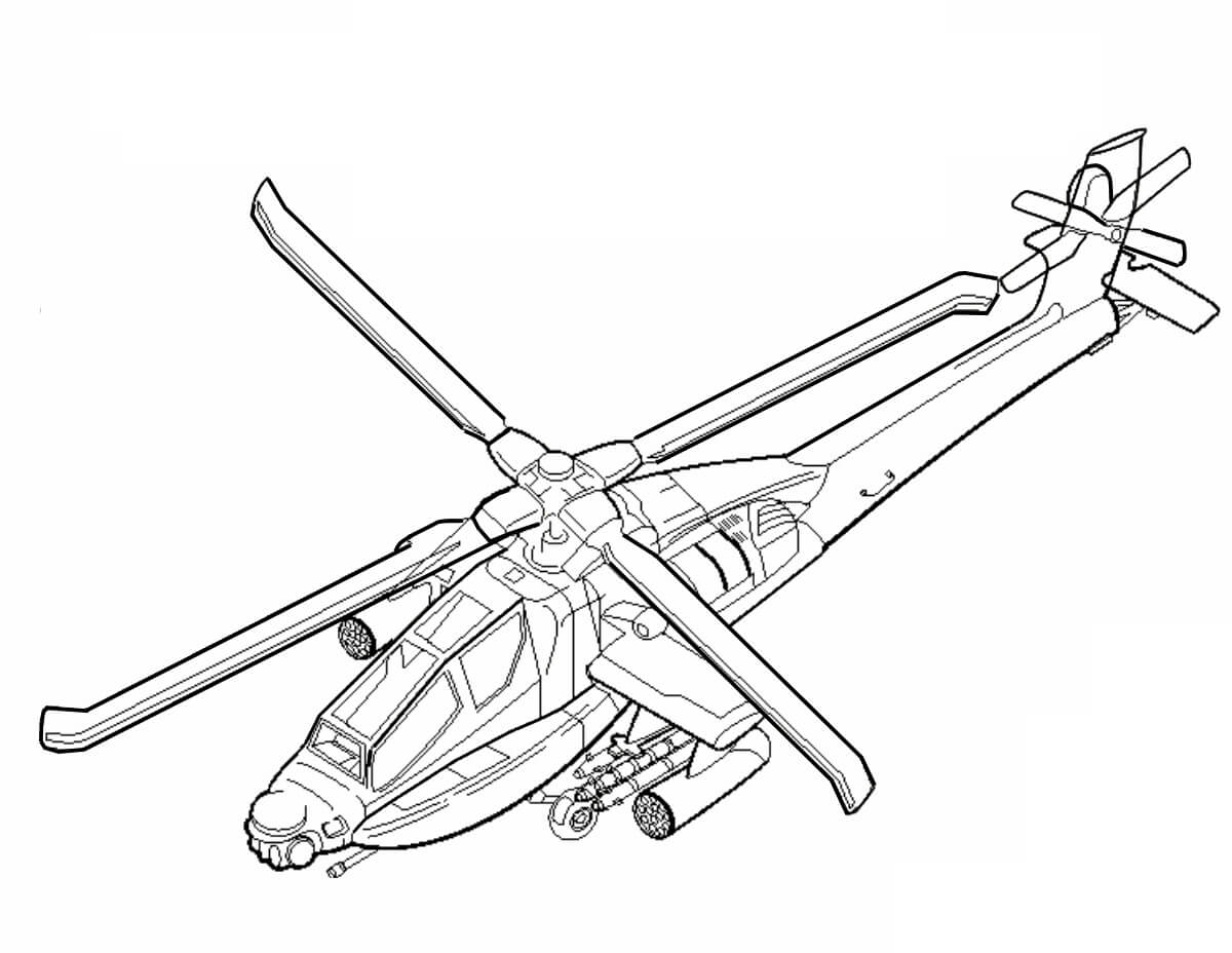 Dibujo de Helicóptero con Latidos del corazón para Colorear