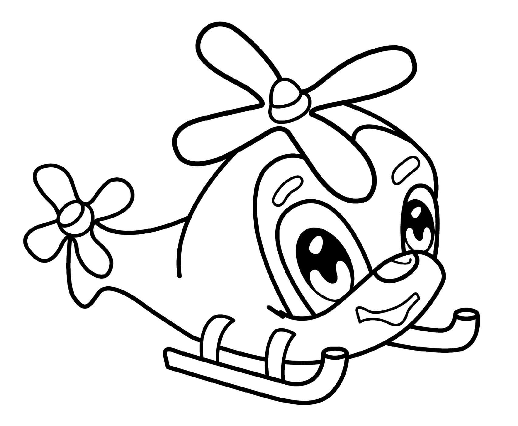 Dibujo de Helicóptero de Dibujos Animados Lindo para Colorear