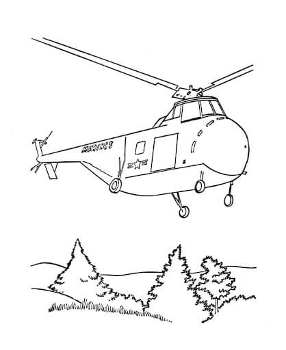 Dibujo de Helicóptero del ejército para Colorear
