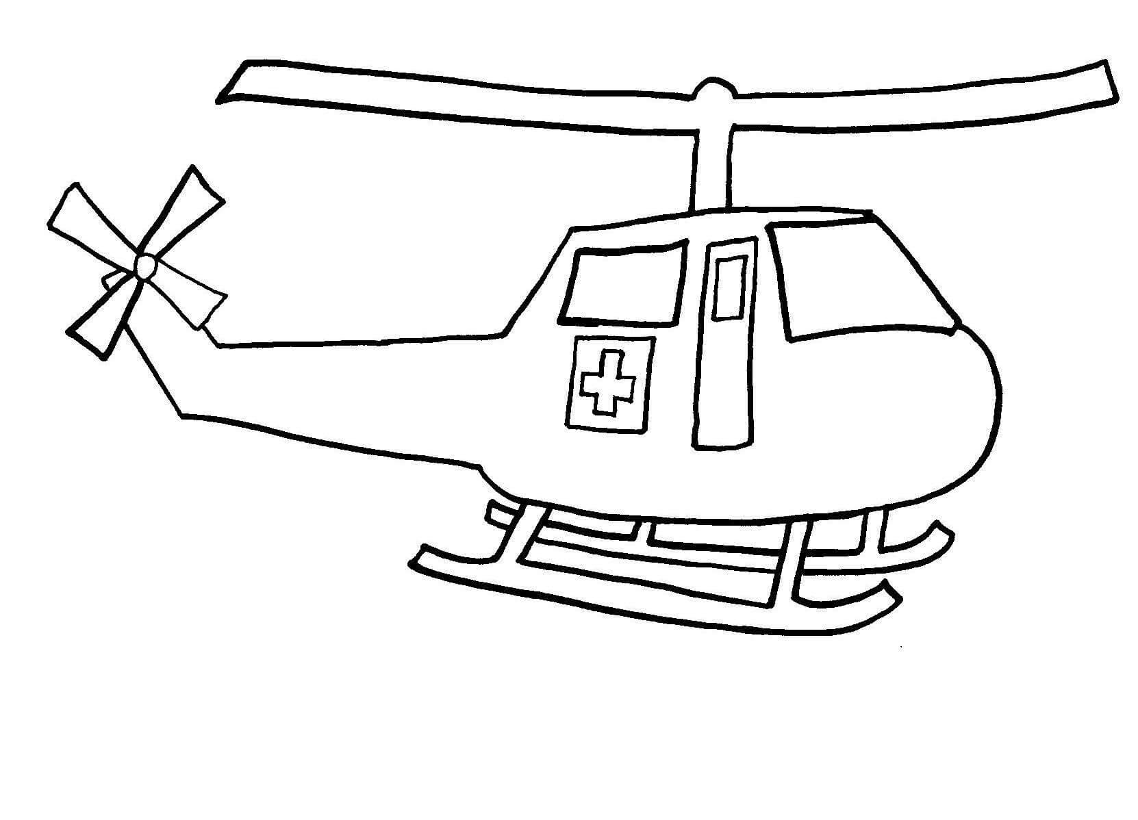 Dibujo de Helicóptero del Hospital para Colorear