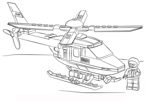 Dibujo de Helicóptero Lego para Colorear