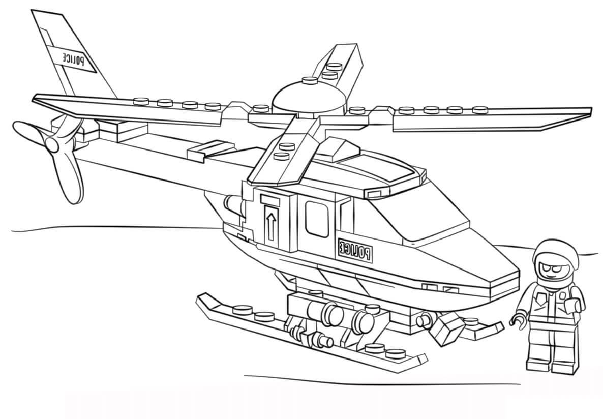 Dibujo de Helicóptero Lego básico para Colorear