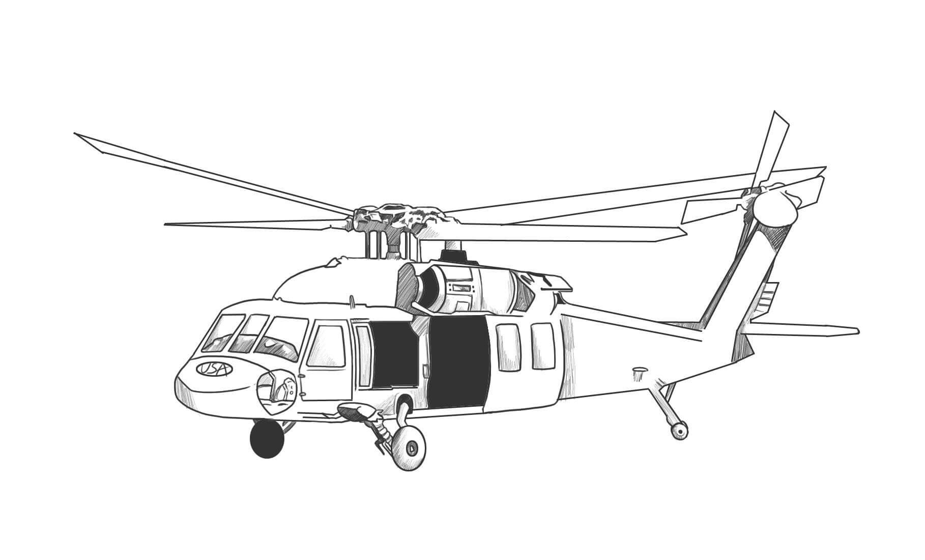 Dibujo de Helicóptero para Imprimir para Colorear