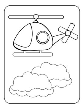 Dibujo de Helicóptero Volando Alto para Colorear
