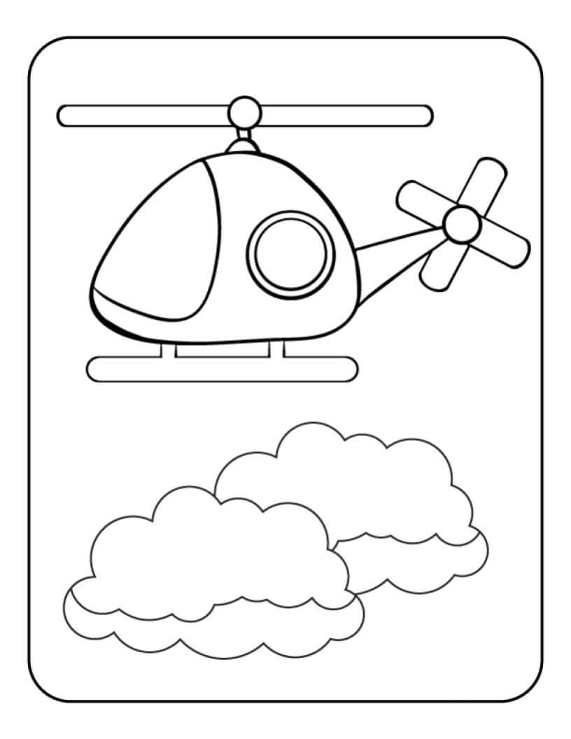 Dibujo de Helicóptero Volando Alto para Colorear