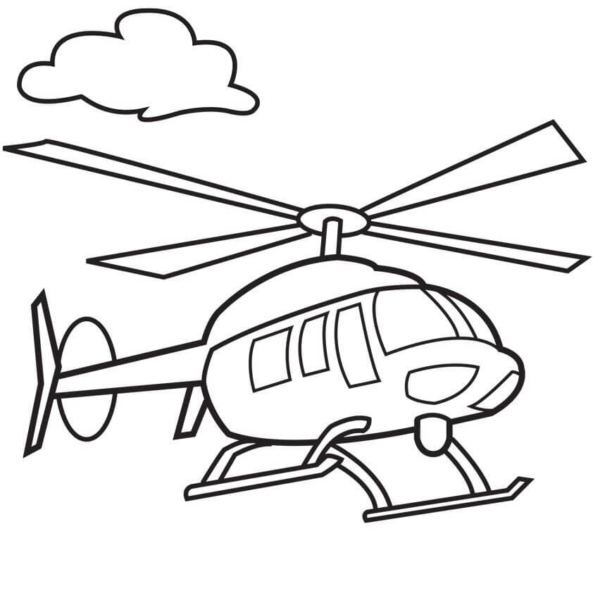 Dibujo de Helicóptero y Nube para Colorear