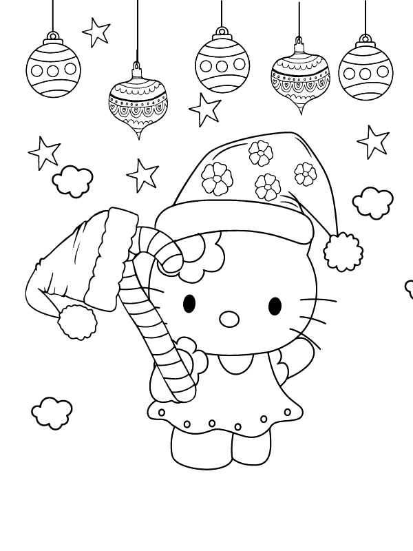 Dibujo de Hello Kitty Christmas Ornaments Coloring Page para Colorear