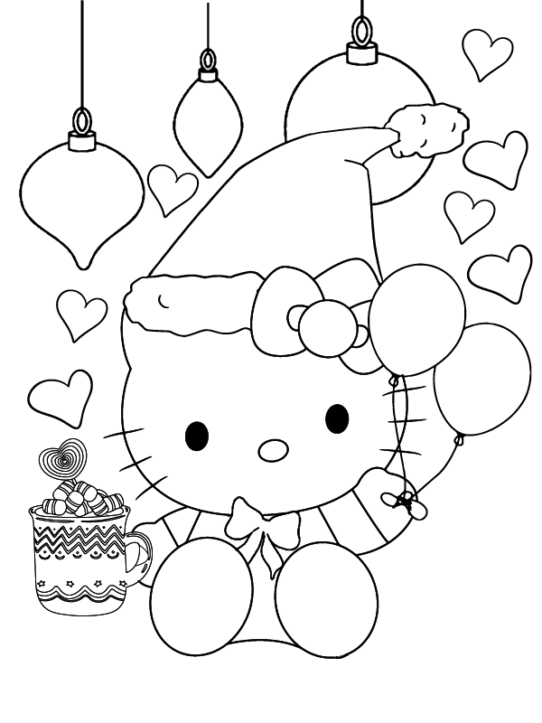 Dibujo de Simple Hello Kitty Christmas Coloring Page para Colorear