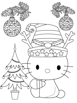 Dibujo de Superb Hello Kitty Christmas Coloring Page para Colorear