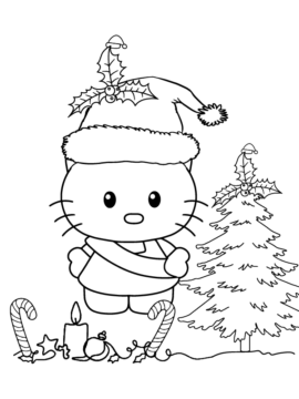 Dibujo de Wonderful Hello Kitty Christmas Coloring Page para Colorear