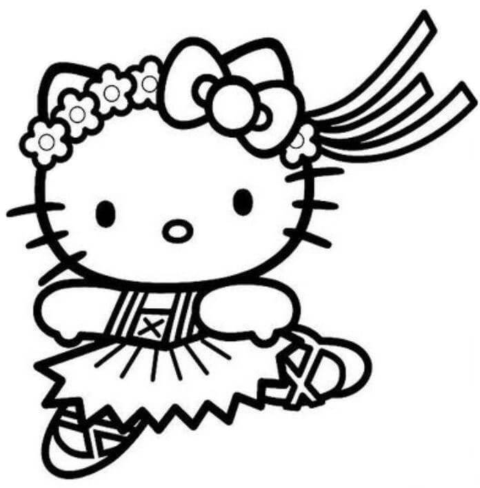 Dibujo de Ballet Bailando de Hello Kitty para Colorear