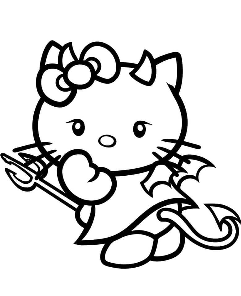 Dibujo de Diablo Hello Kitty para Colorear