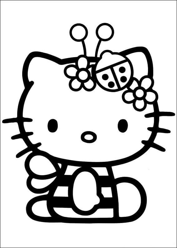 Dibujo de Hello Kitty Sentada para Colorear