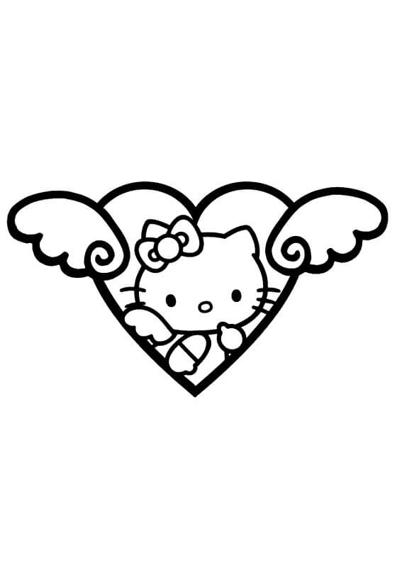 Dibujo de Hello Kitty de corazón para Colorear