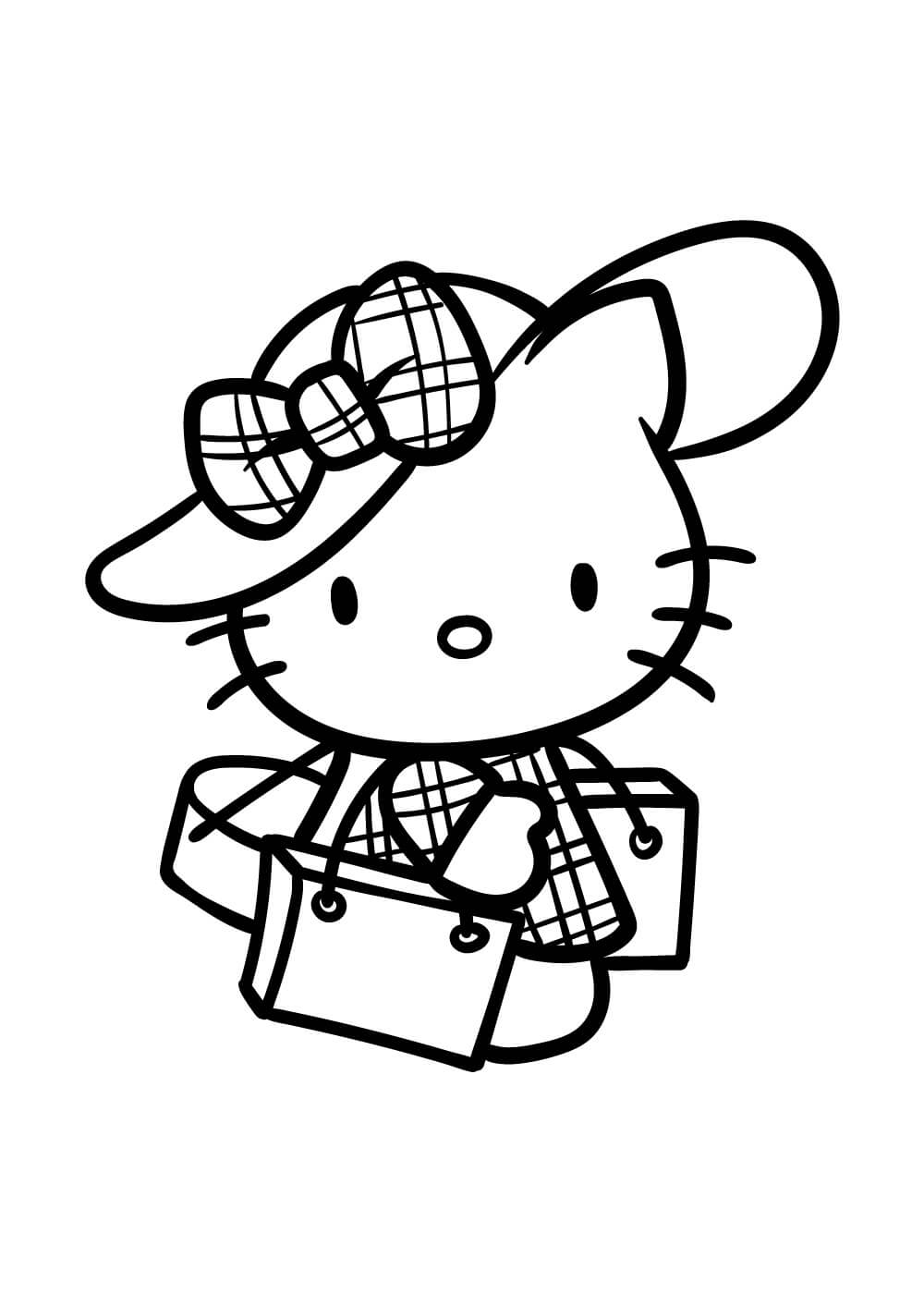 Dibujo de Hello Kitty Ir de Compras para Colorear