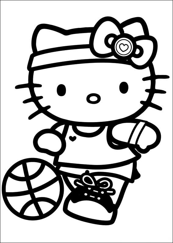 Dibujo de Hello Kitty Jugando al Futbol para Colorear