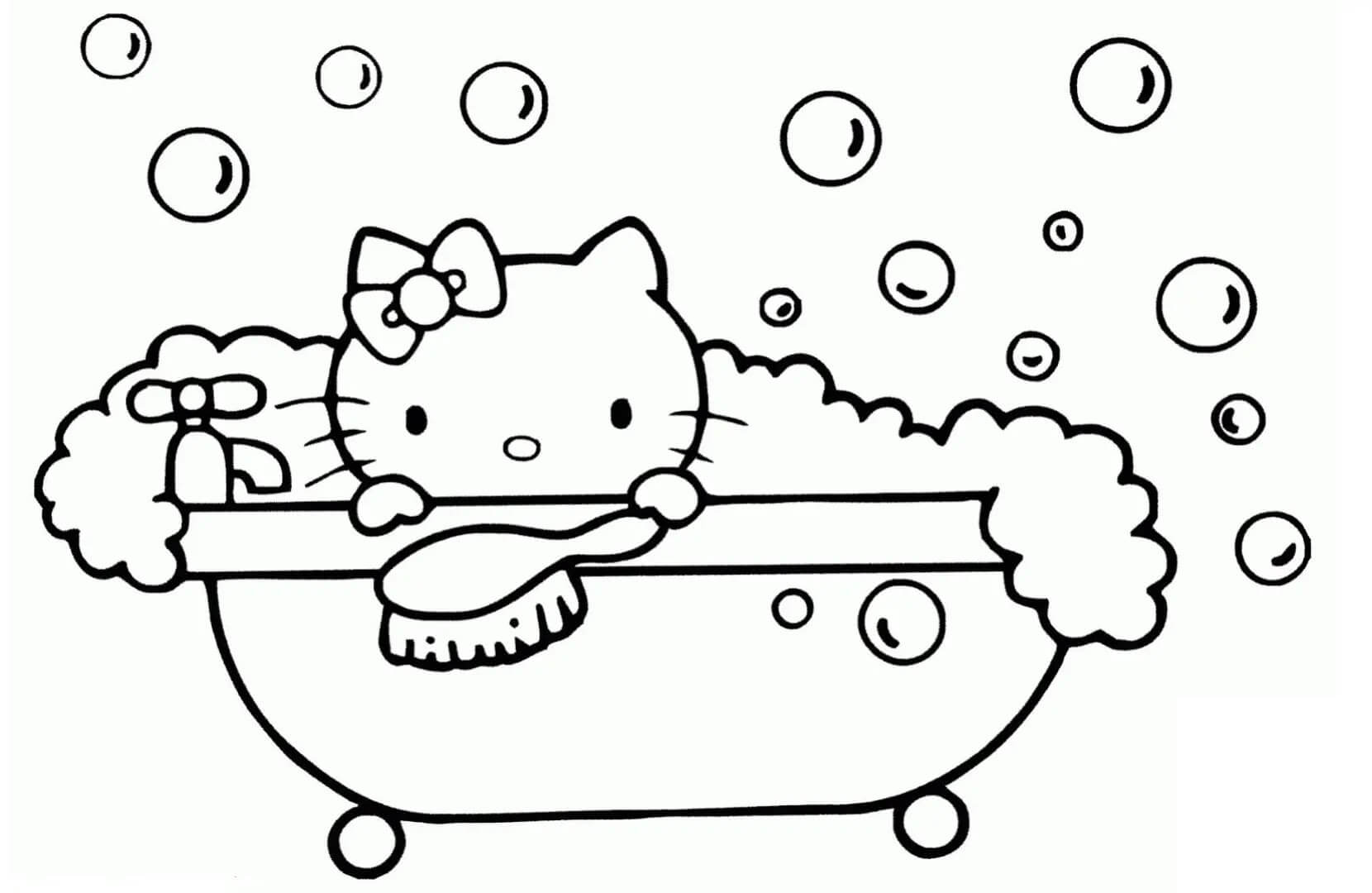 Dibujo de Hello Kitty Se Bana para Colorear