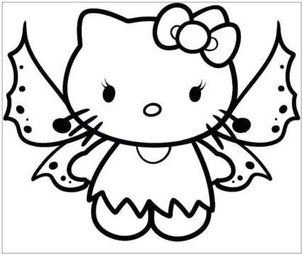 Dibujo de Mariposa Hello Kitty para Colorear