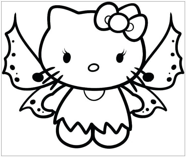 Dibujo de Mariposa Hello Kitty para Colorear