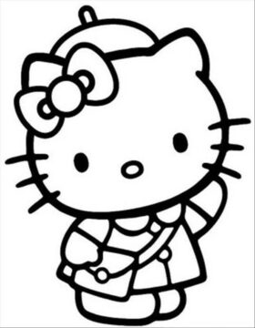 Dibujo de Perfecta Hello Kitty para Colorear
