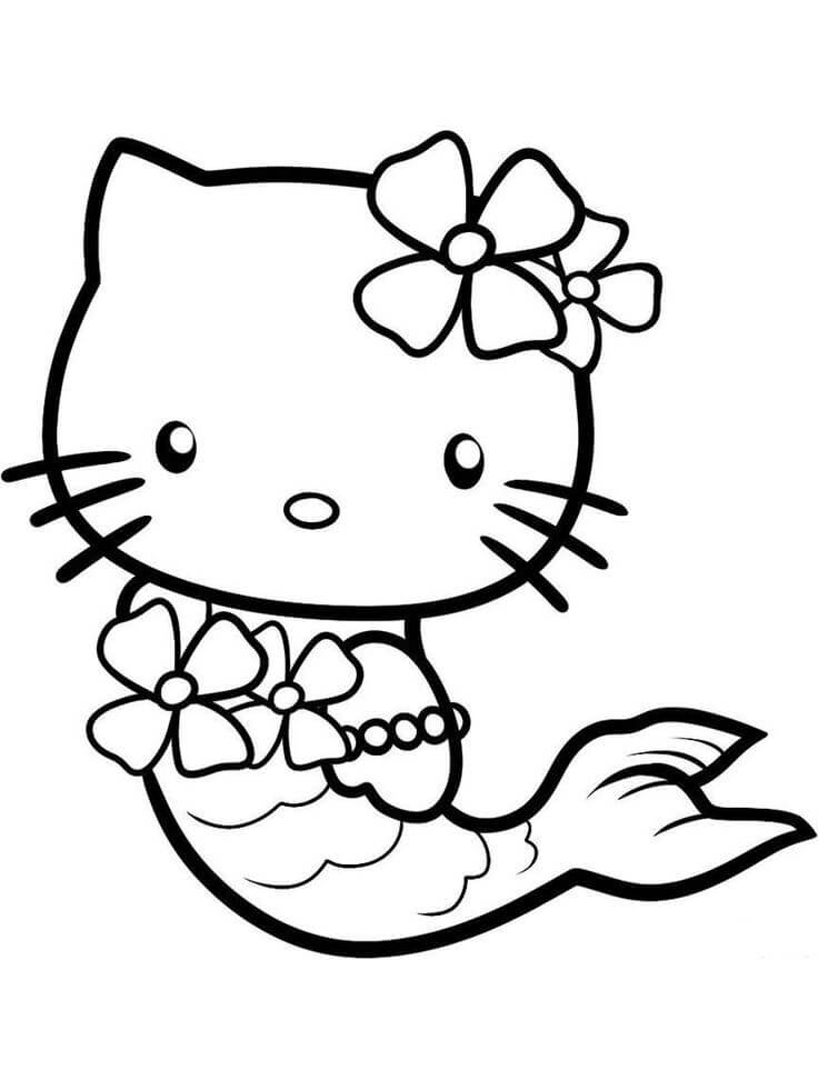 Dibujo de Sirena de Hello Kitty para Colorear