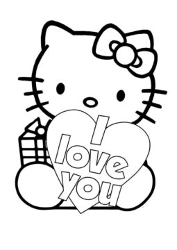 Dibujo de Te Amo Hello Kitty para Colorear