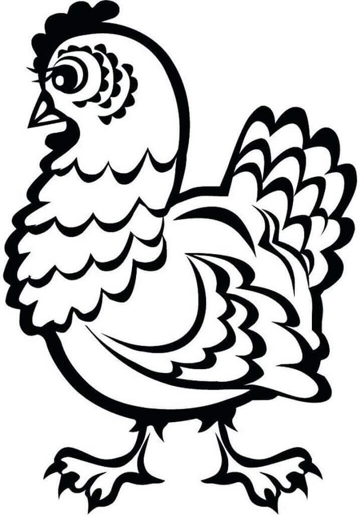 Dibujo de Gallina Bonita para Colorear