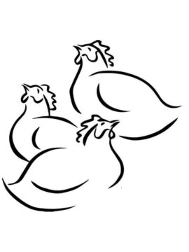 Dibujo de Tres Gallinas Francesas para Colorear