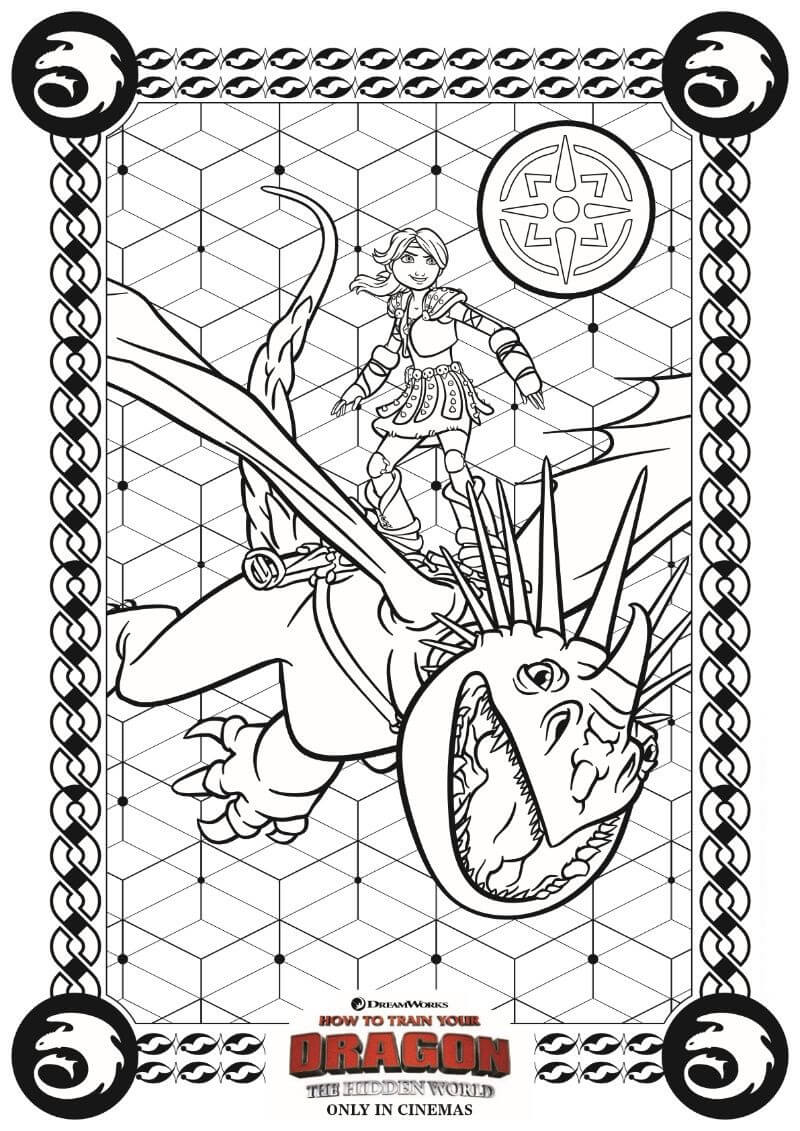 Dibujo de Astrid y Su Dragn para Colorear