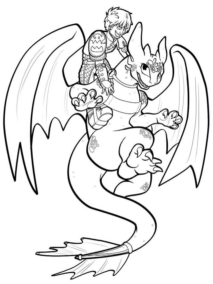 Dibujo de Hipo Sonriendo con Toothless para Colorear