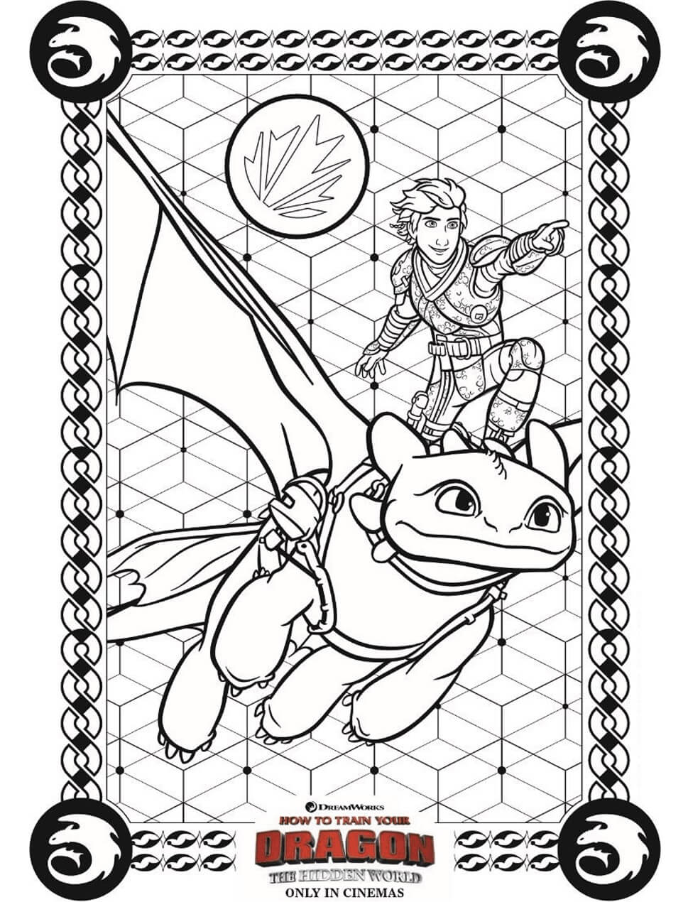 Dibujo de Hipo en Toothless para Colorear