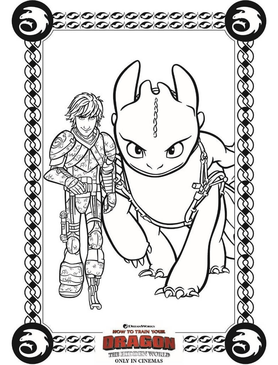 Dibujo de Hipo y Furia Nocturna para Colorear