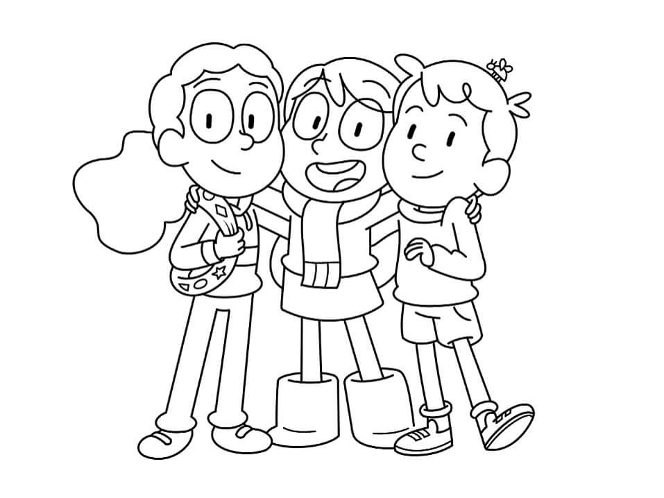 Dibujo de Hilda Frida y David Sonriendo para Colorear
