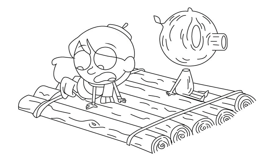 Dibujo de Hilda en la Balsa para Colorear