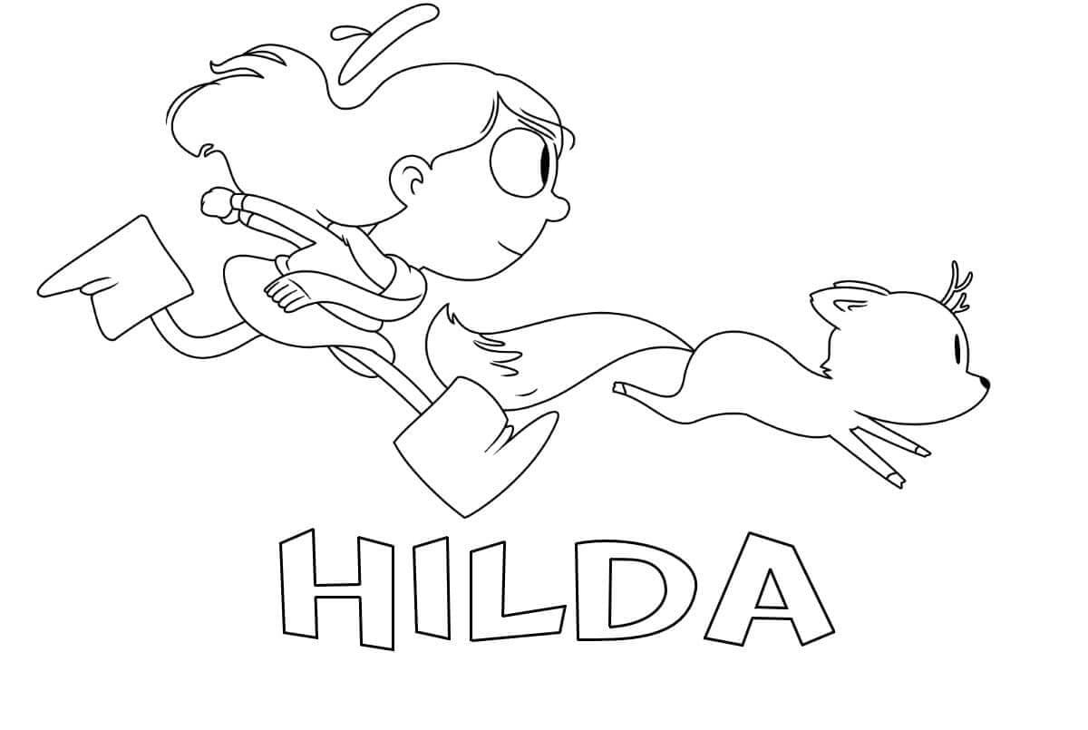 Dibujo de Hilda y Twig Corriendo para Colorear