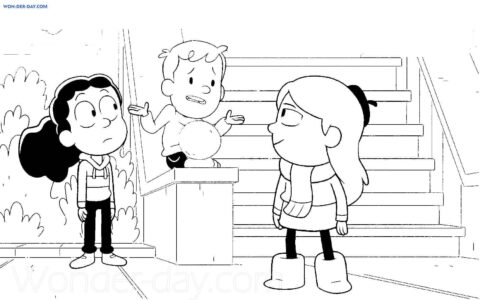 Dibujo de Hilda y Sus Amigos en Casa para Colorear