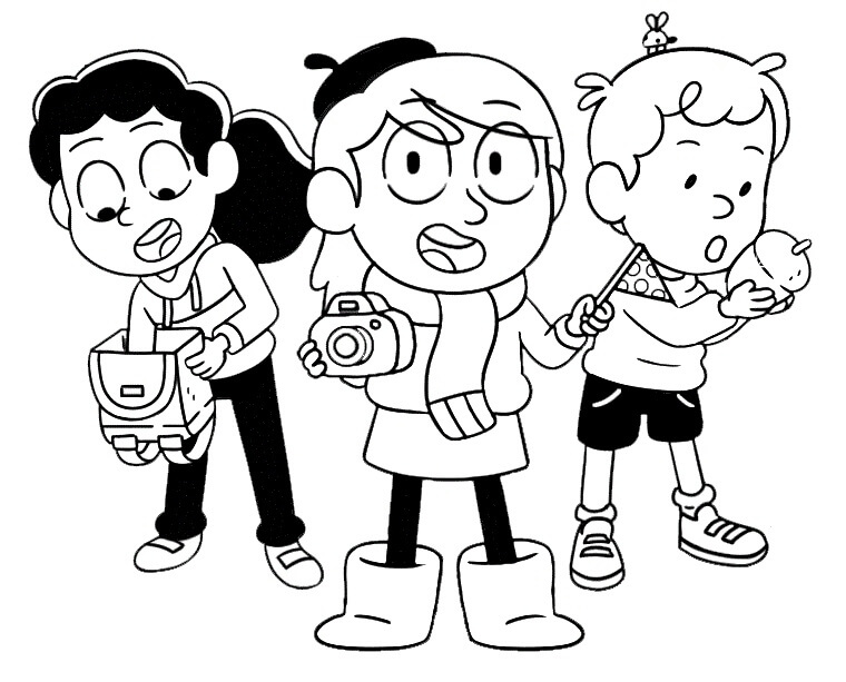 Dibujo de Hilda y Sus Amigos Se Van de Aventura para Colorear